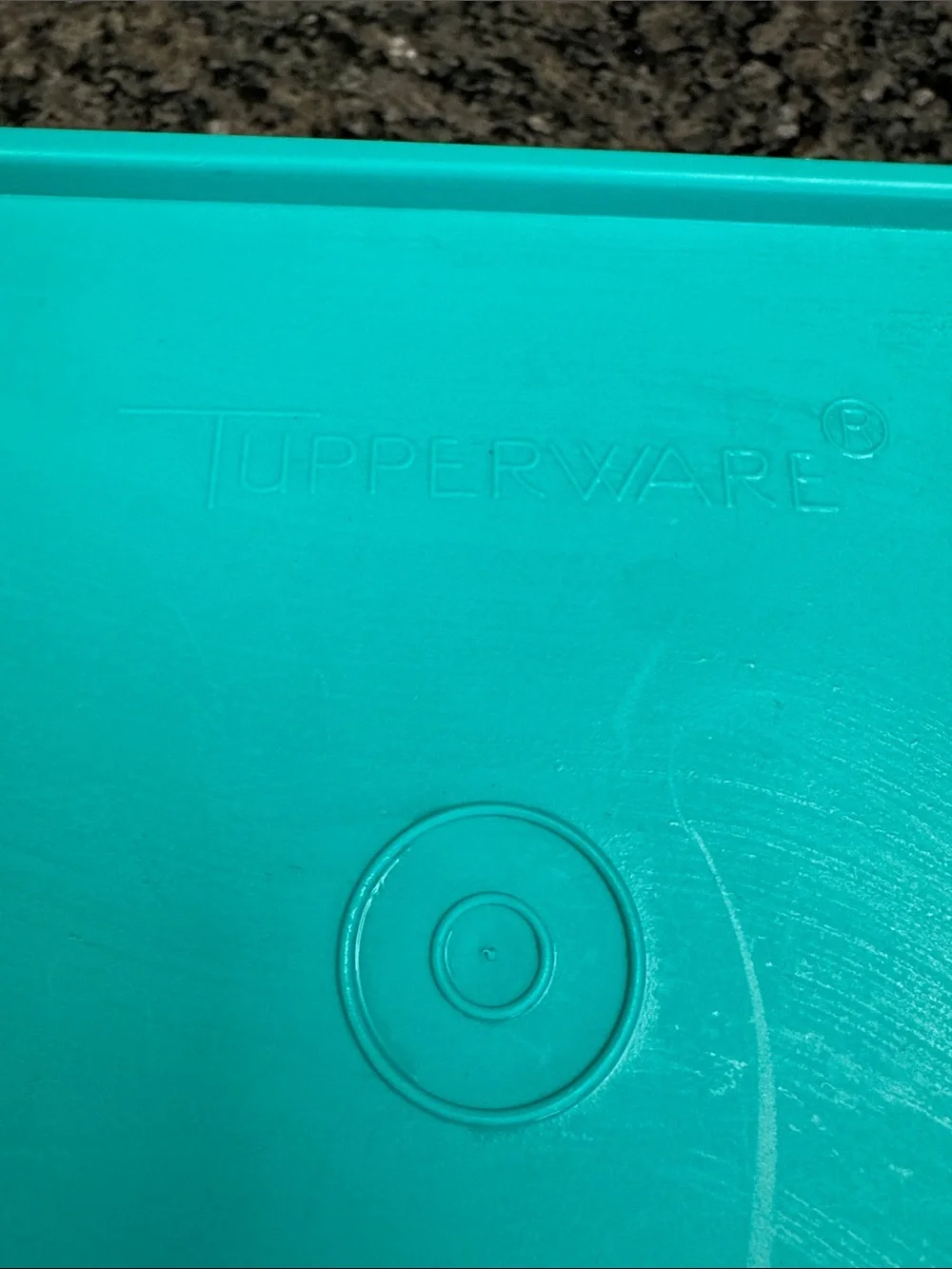 Tupperware Purple Container with Teal Lid and handle